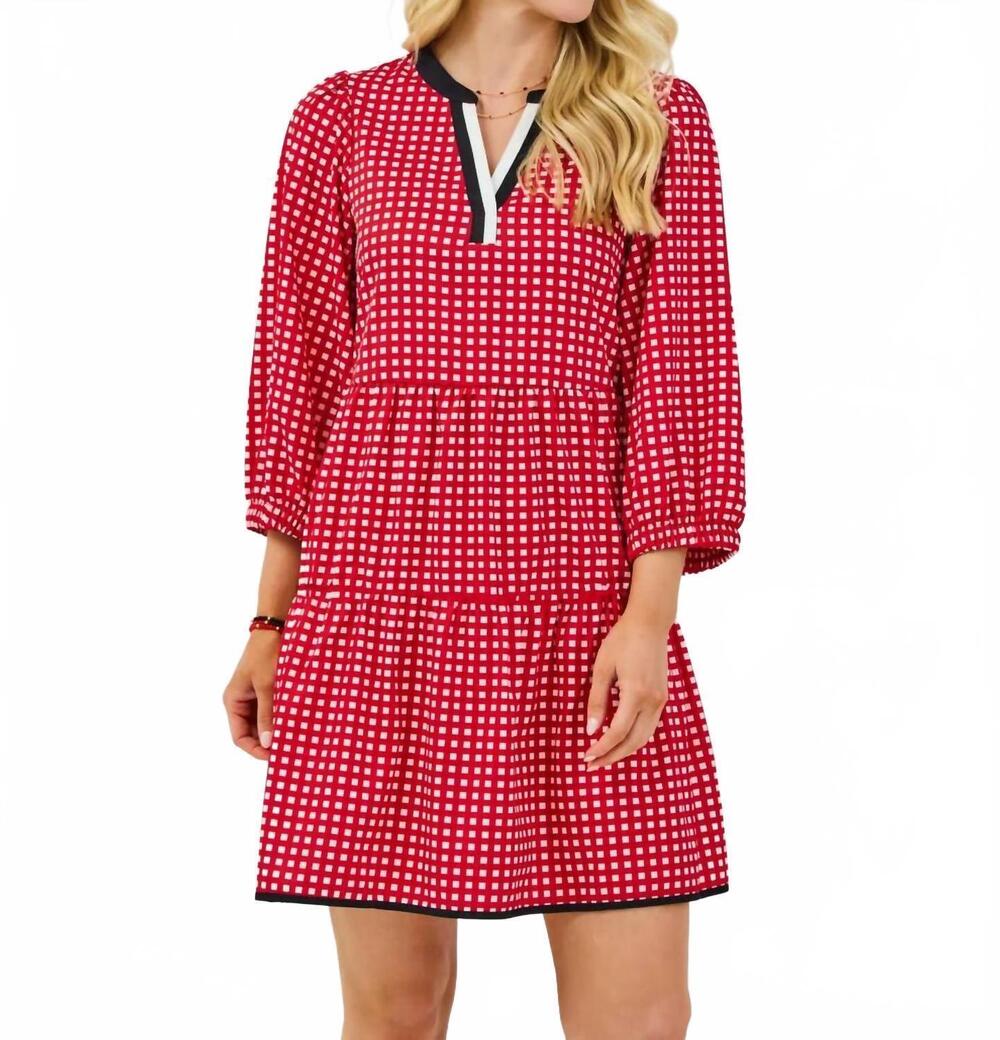 NEW MARY SQUARE cooper mini dress in gingham red and black